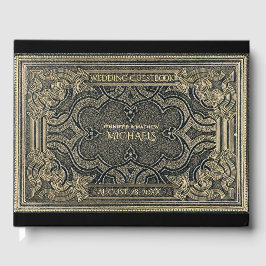 Livro de Convidado Romântico Dourado