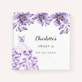 Livro de Convidado Sweet 16 violet dress floral