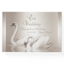 Livro de convidados Casamento Swans Damask Cream W