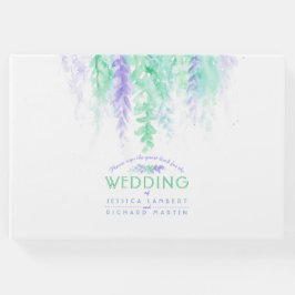 Livro de convidados da cascata de flores verdes ro