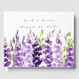 Livro de Convidados da Lavanda de Aquarela Roxo
