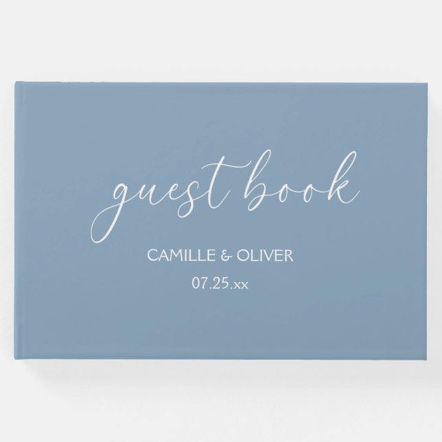 Livro de Convidados de Casamento Azul Dusty (Frente)