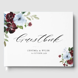 livro de convidados de casamento azul empoeirado