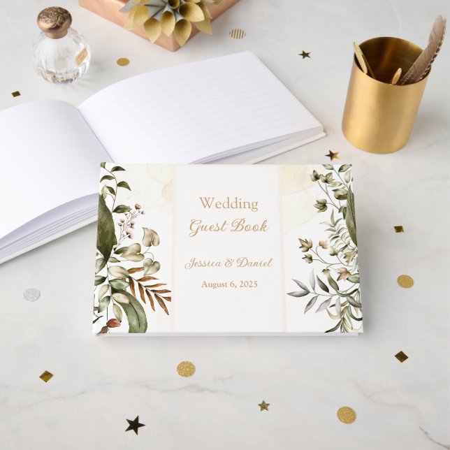 Livro de Convidados de Casamento Botânico (Frente aberta)