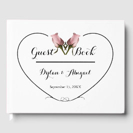 Livro de Convidados de Casamento com 2 Rosas Rosa