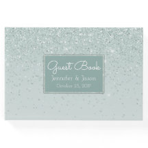 Livro de Convidados de Casamento da Glittery Verde
