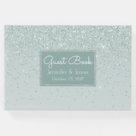 Livro de Convidados de Casamento da Glittery Verde