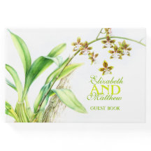 Livro de convidados de casamento da orquídea verde