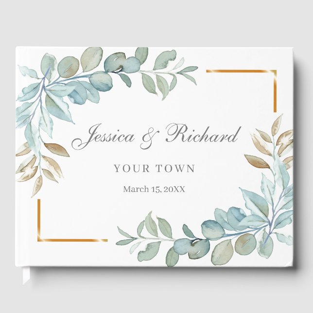 Livro de Convidados de Casamento de Aquarela (Frente)