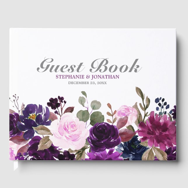 Livro de Convidados de Casamento de Boho Floral de (Frente)