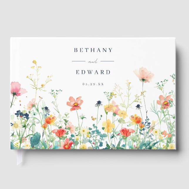 Livro de Convidados de Casamento de Flor Selvagem  (Frente)