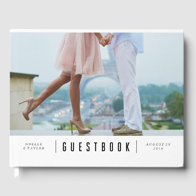 Livro de Convidados de Casamento de Foto Mínimo (Frente)