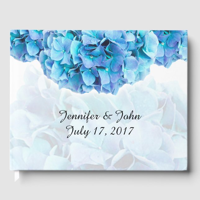 Livro de Convidados de Casamento de Hydrangea Azul (Frente)