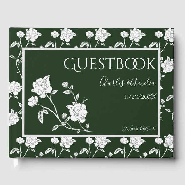 Livro de Convidados de Casamento de Rosa Verde Eme (Frente)
