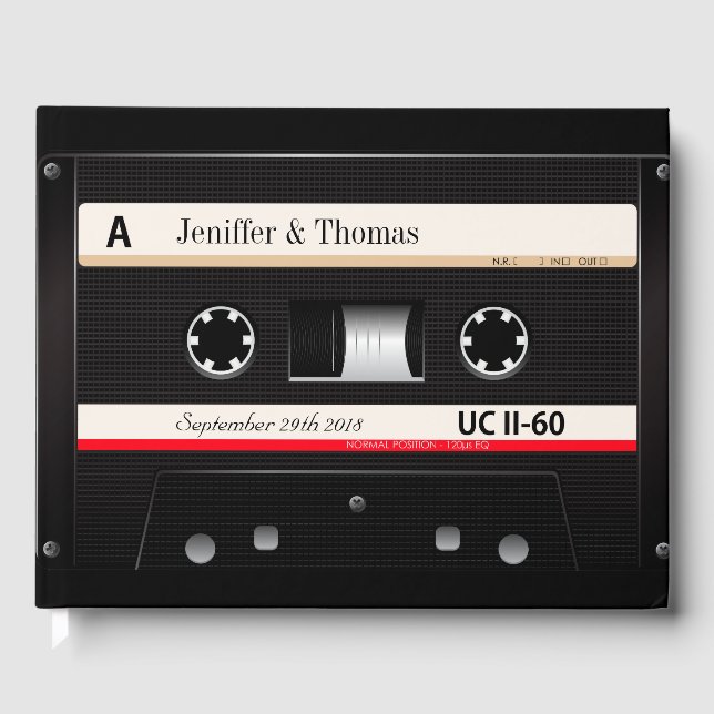 Livro de convidados de casamento do cassete áudio  (Frente)