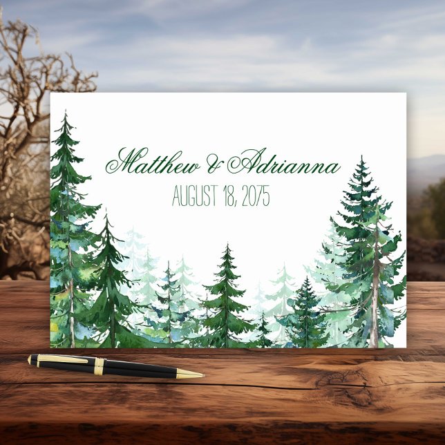 Livro de Convidados de Casamento em Árvore Fir (Watercolor fir tree wedding and event guest book. Simply add your text.)