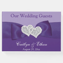 Livro de Convidados de Casamento Floral Roxo