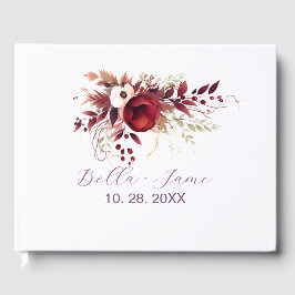 Livro de Convidados de Casamento Floral Vermelho B