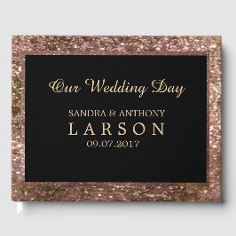 Livro de Convidados de Casamento Glitter Dourado E