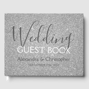 Livro de Convidados de Casamento Glitter Silver de