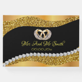 Livro de Convidados de Diamante Dourado do Casamen