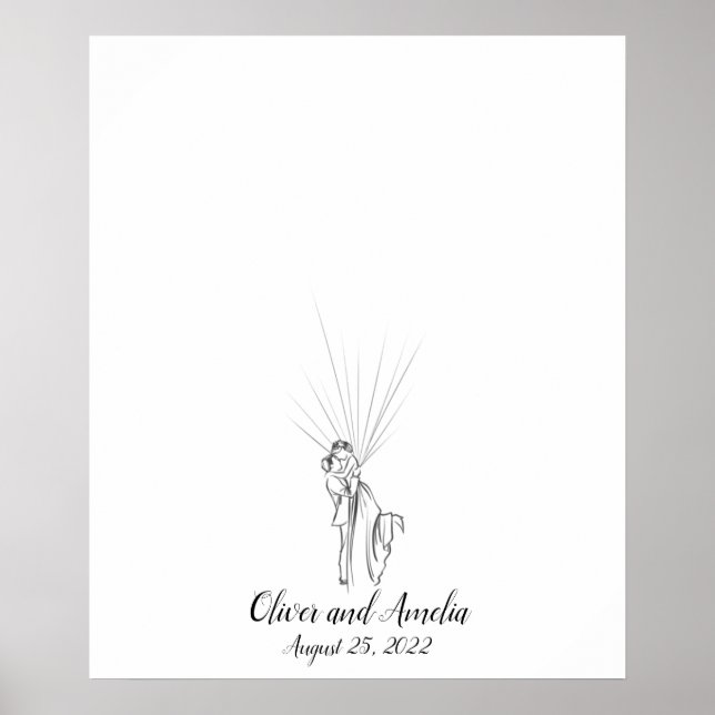 Livro de Convidados de Impressão Digital de Casal  (Frente)