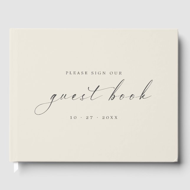 Livro de Convidados de Marfim minimalista moderno  (Frente)