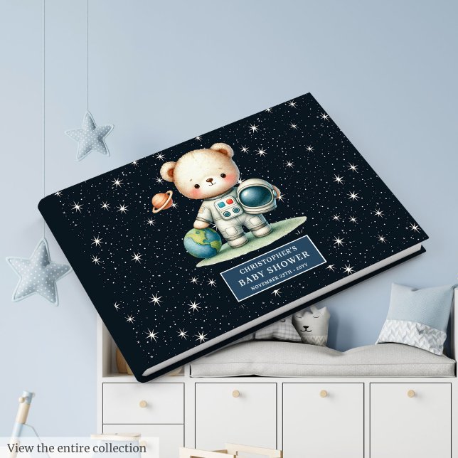 Livro de Convidados do Astronauta do Urso de Teddy (Adorable Teddy Bear Astronaut Guest Book for Boys)