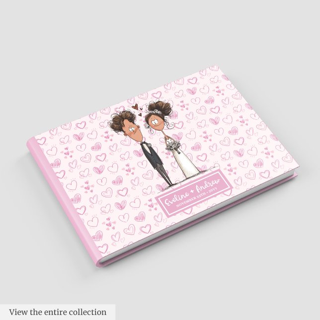 Livro de convidados do Casal de casamento da Carto (Custom Funny Cartoon Wedding Couple Guest book)