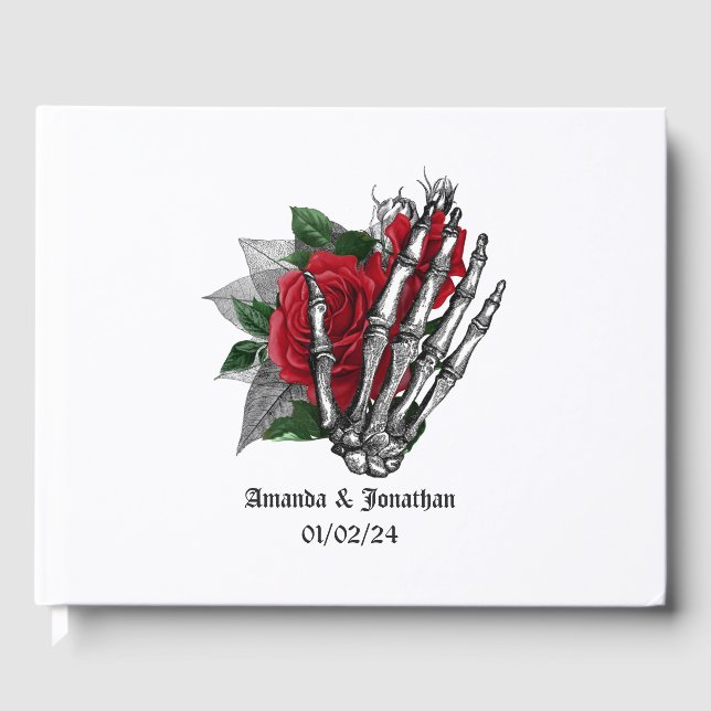 Livro de Convidados do Casamento Gótico Floral Ver (Frente)