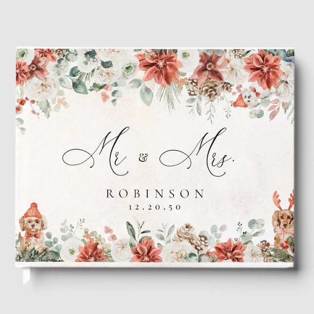 Livro de Convidados do Casamento Pinecone Red Gree (Frente)