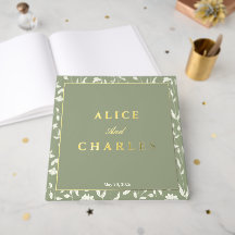 Livro de convidados do casamento verde da Sage
