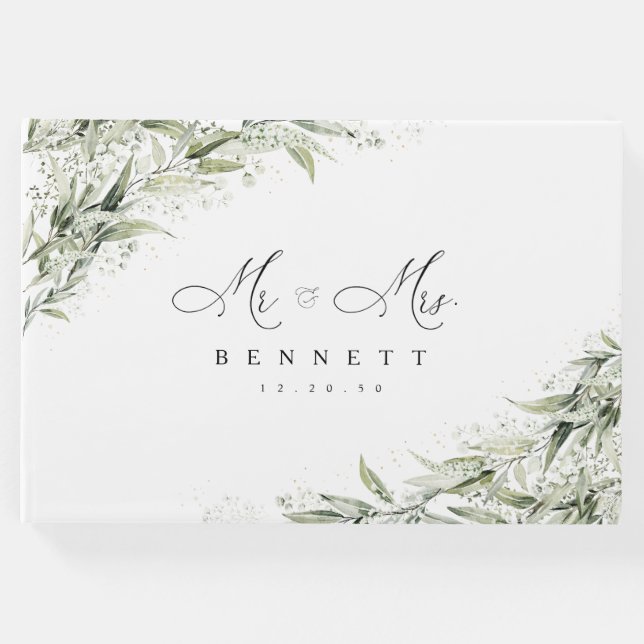 Livro de Convidados do Casamento Verde Dusty Sage (Frente)