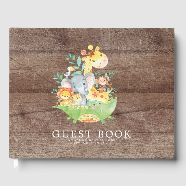 Livro de Convidados do Chá de fraldas Selvagem Saf (Frente)