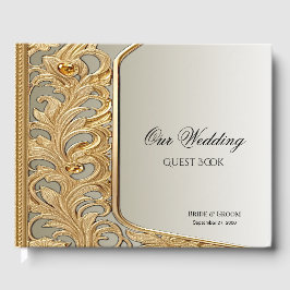 Livro de Convidados do Ornamentado Dourado Moderno