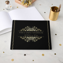 Livro de Convidados Elegante de Casamento Negro e