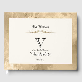 Livro de Convidados Elegante Dourado Watercolor