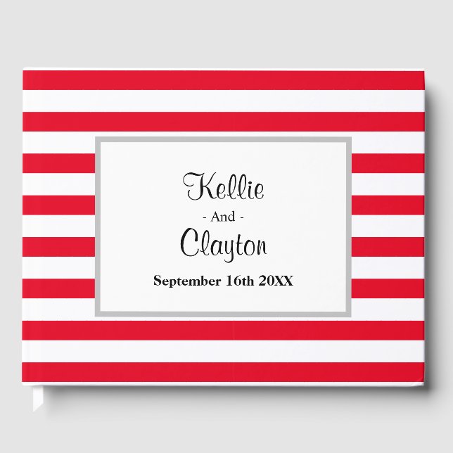 Livro de Convidados Enquadrado por Listras Vermelh (Frente)