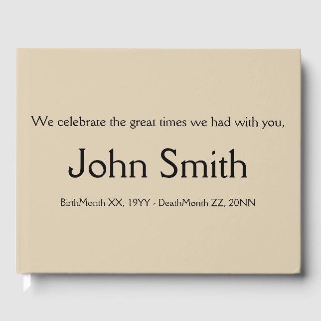 Livro de Convidados Funerais de Beige Simples e Bá (Frente)