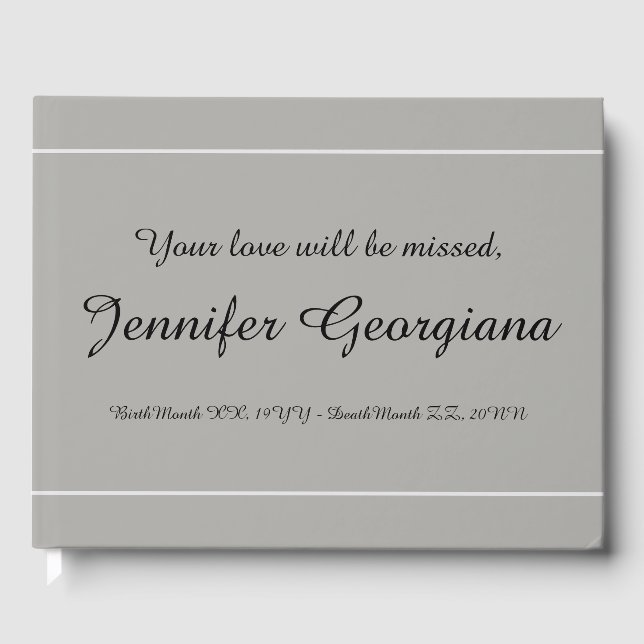 Livro de Convidados Funerais Mínimo e Simples (Frente)