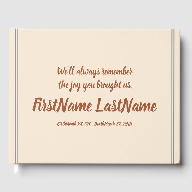 Livro de Convidados Funerários, Entusiasmo e Elega (Frente)