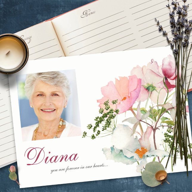 Livro de Convidados Funerários | Florais Suaves (funeral guest books, sympathy, celebration of life, in loving memory, memorial service, remembrance,)