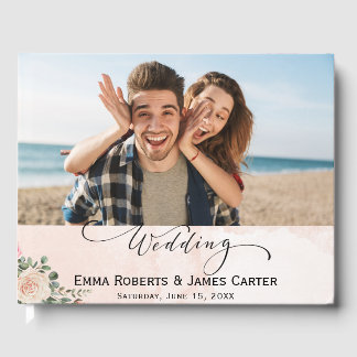 Livro de Convidados Romântico de Creme Floral