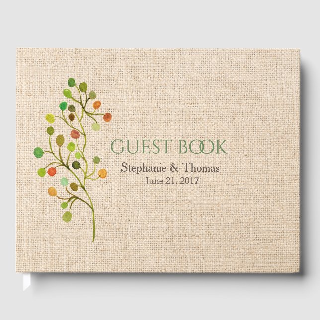 Livro de Convidados Rustic Burlap (Frente)