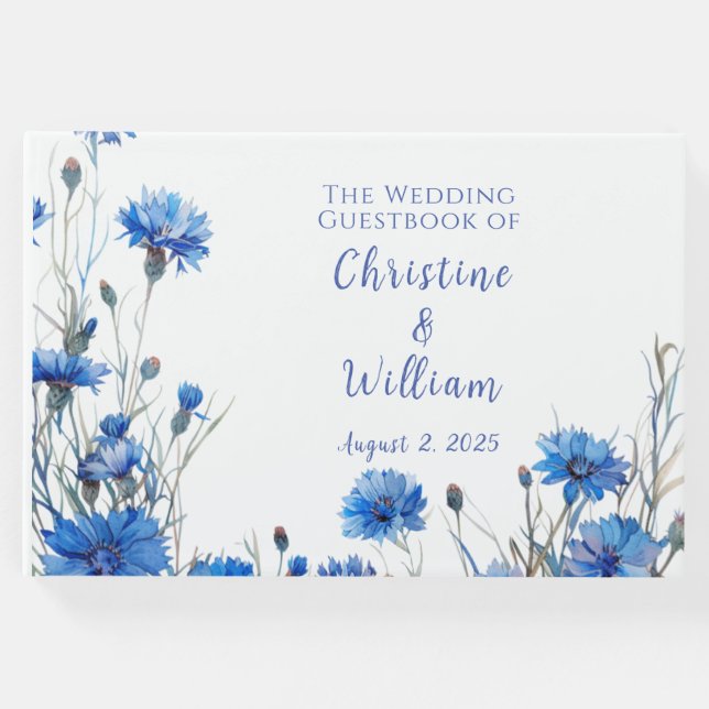 Livro de Convidados Rustic Cornflower Personalizad (Frente)