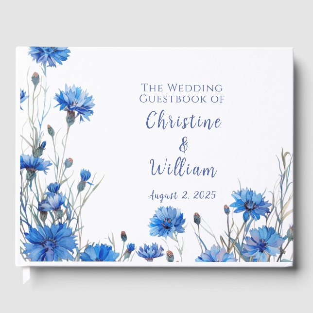 Livro de Convidados Rustic Cornflower Personalizad (Frente)