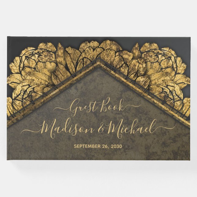 Livro de Convidados sobre Casamento Floral de Peon (Frente)