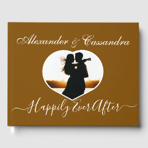 Livro de Convidados sobre Casamento Marrom Mínimo