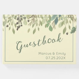 Livro de Convidados sobre Creme Moderno e Eucalypt