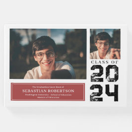 Livro de Convidados Vermelho e Branco da Faculdade